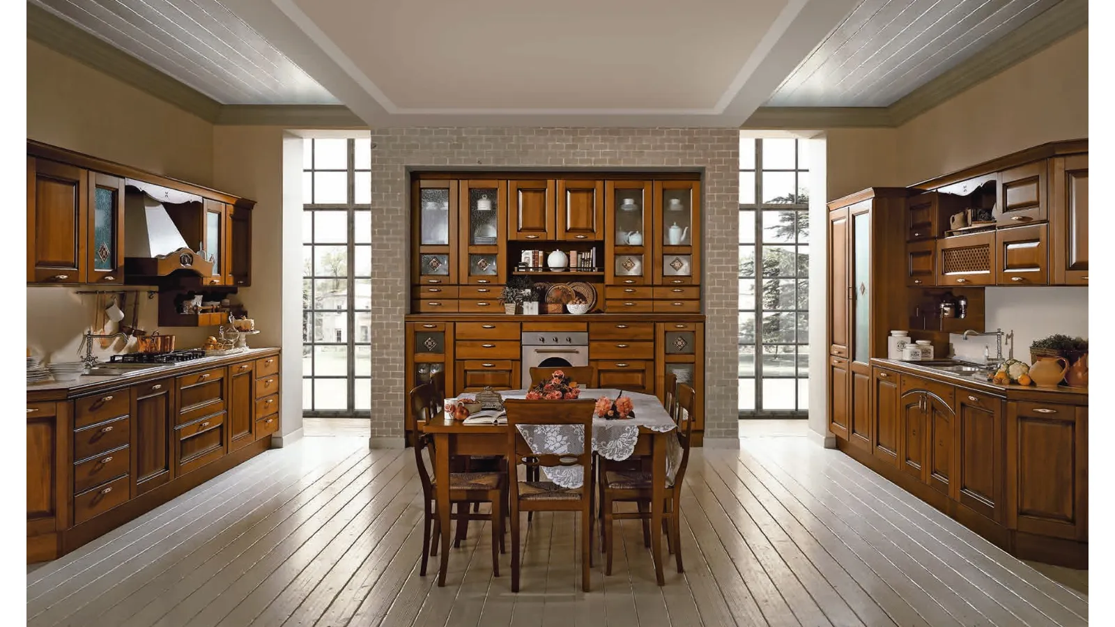Cucina Classica Etrusca lineare in legno di Aran