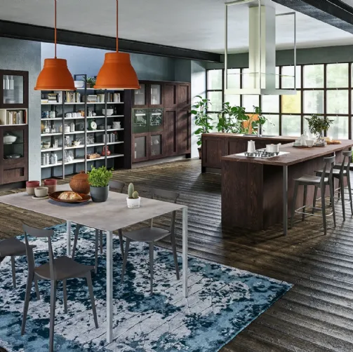 Cucina Classica angolare Licia in Rovere Cuoio di Aran