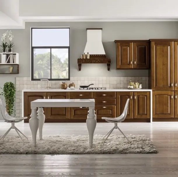 Cucina Classica lineare Magda in Legno Decapé Ciliegio di Arrex