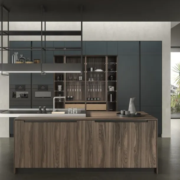 Cucina Design in laccato con isola in essenza Lab13 Kitchen 02 di Aran