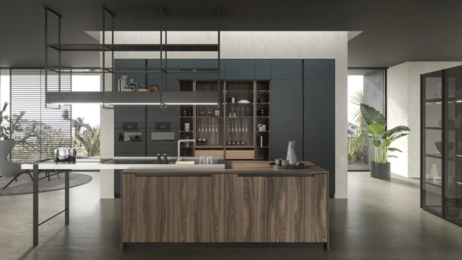 Cucina Design in laccato con isola in essenza Lab13 Kitchen 02 di Aran