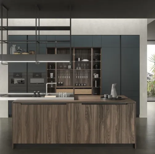 Cucina Design in laccato con isola in essenza Lab13 Kitchen 02 di Aran