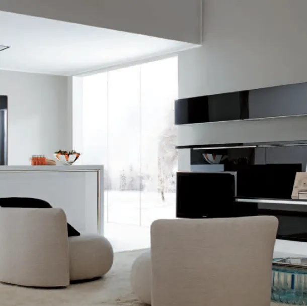 Cucina Design lineare Met Cover in Laminato Bianco di Aran