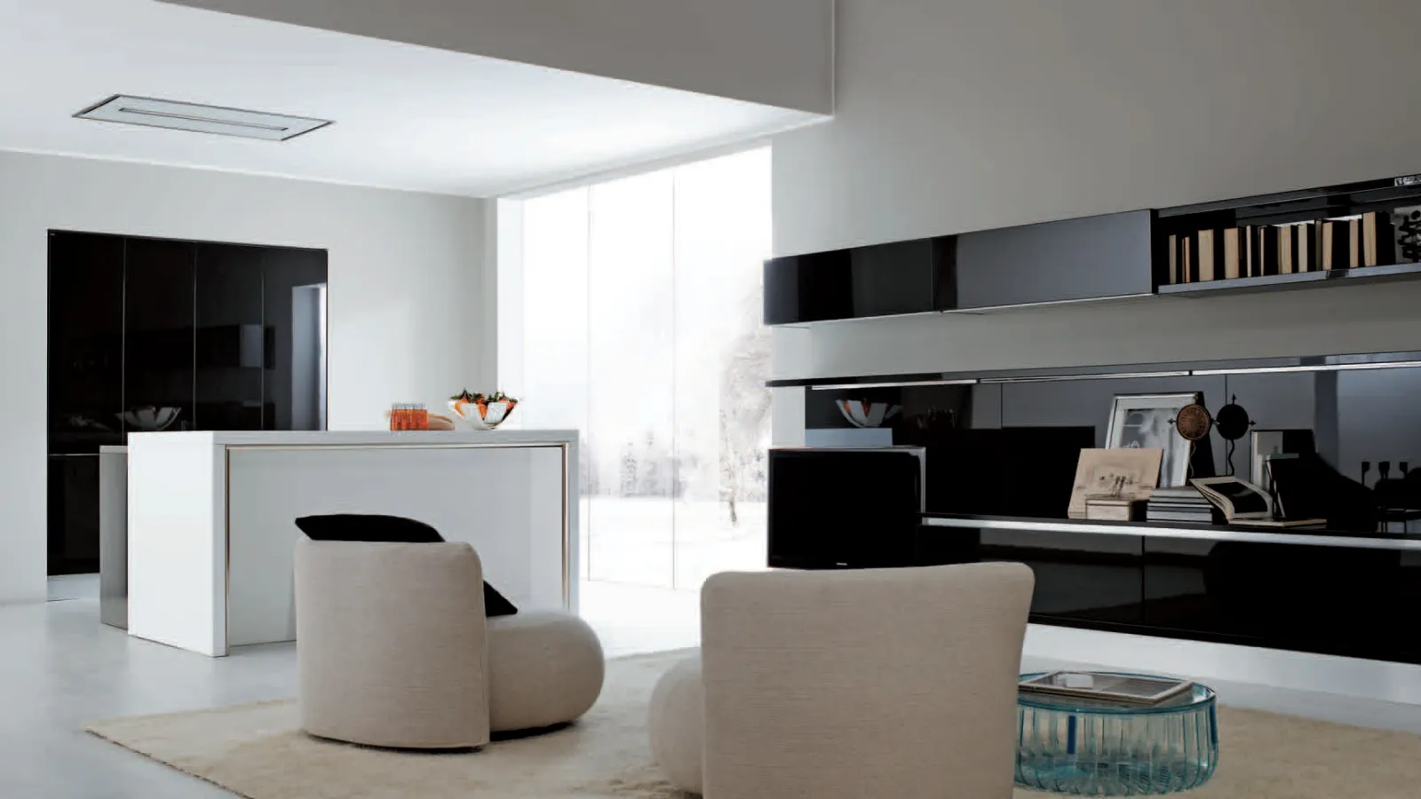 Cucina Design lineare Met Cover in Laminato Bianco di Aran