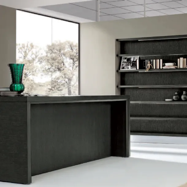 Cucina Design lineare Met Cover in Legno di Rovere Grafite di Aran