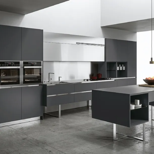 Cucina Design lineare Sipario in Fenix Grigio Bromo di Aran