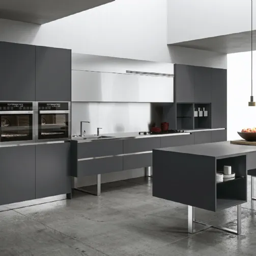 Cucina Design lineare Sipario in Fenix Grigio Bromo di Aran