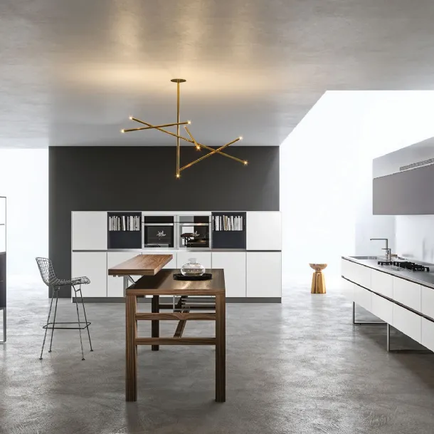 Cucina Design lineare Sipario in Fenix Alaska e Grigio Bromo di Aran
