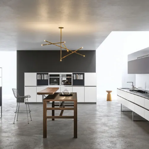 Cucina Design lineare Sipario in Fenix Alaska e Grigio Bromo di Aran