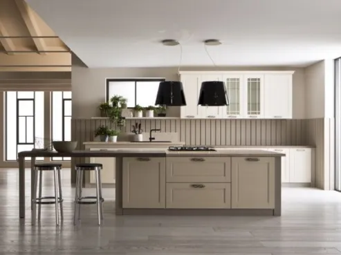 Cucina in legno chiaro con top in pietra Alice di Arrex
