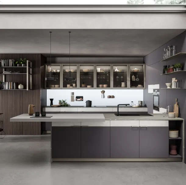 Cucina Moderna con penisola in laminato HPL Scacco Matto di Aran