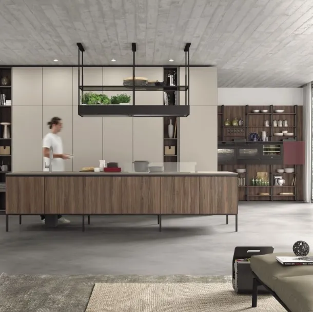 Cucina Moderna lineare AL 32 in HPL Noce Savoia di Arrex