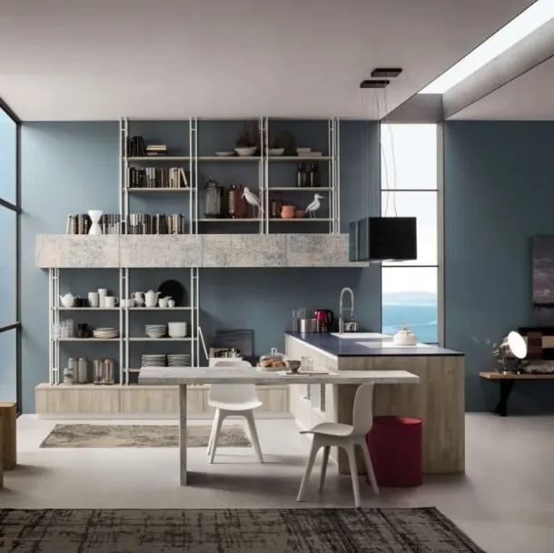Cucina Moderna Lab-Old-Oak-Mandorla-e-Damasco Arrex