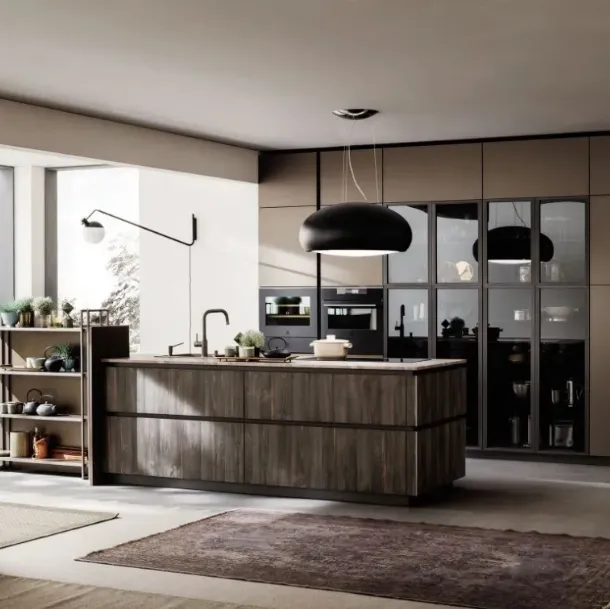 Cucina Lab Old Oak Petrolio e Metal Bronzo di Arrex