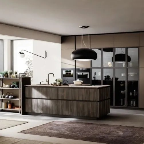 Cucina Lab Old Oak Petrolio e Metal Bronzo di Arrex