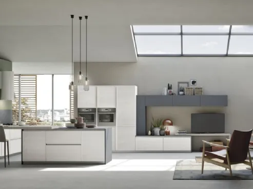 Cucina in legno di rovere nodatoa e laccato antracite California di Arrex