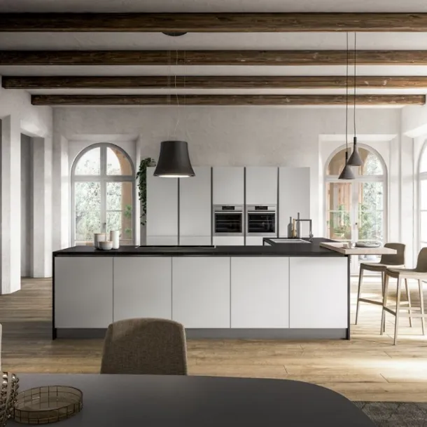 Cucina Moderna Fenix Soft Touch Bianco di Arrex