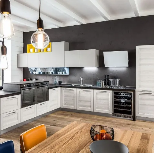 Cucina Moderna Fiorella Matrix Meringa e Cemento Airone di Arrex