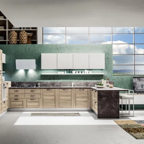 Cucina Moderna Fiorella Matrix Soia e Bianco Lucido di Arrex