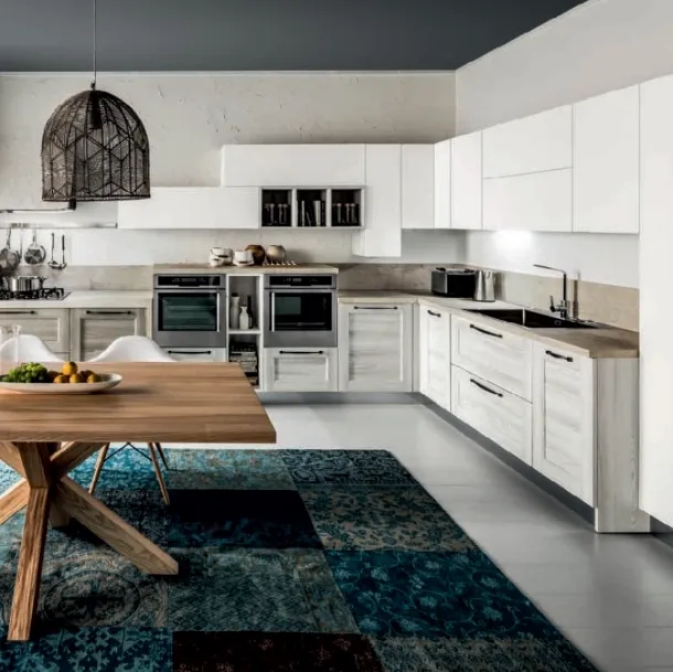 Cucina Moderna Fiorella Matrix Steppa e Bianco Lucido di Arrex