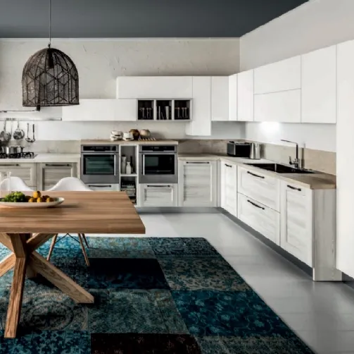 Cucina Moderna Fiorella Matrix Steppa e Bianco Lucido di Arrex