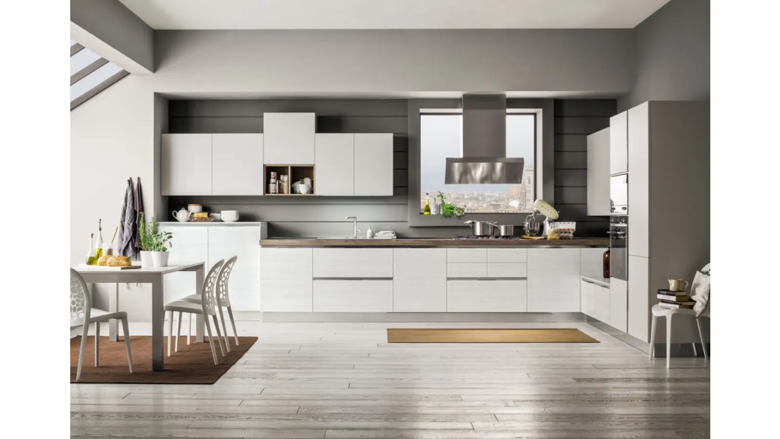 Cucina Moderna angolare Mango in Frassinato Artico e Platino di Arrex