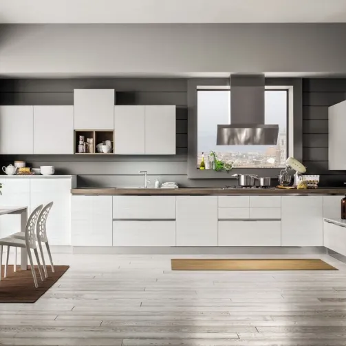 Cucina Moderna angolare Mango in Frassinato Artico e Platino di Arrex