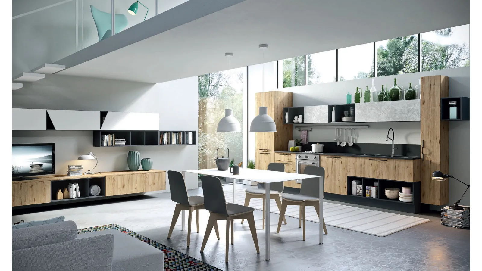 Cucina Moderna lineare Mia in LPL Rovere Nuova Zelanda di Aran