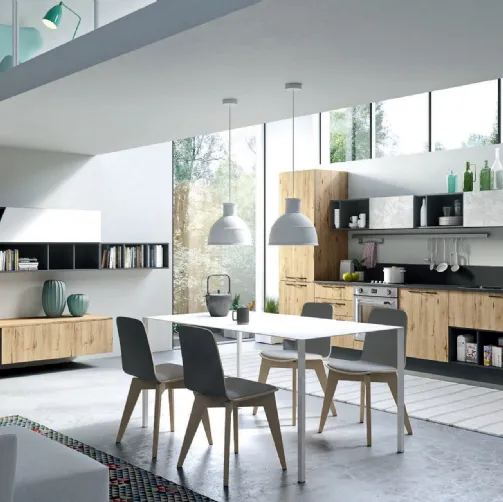 Cucina Moderna lineare Mia in LPL Rovere Nuova Zelanda di Aran