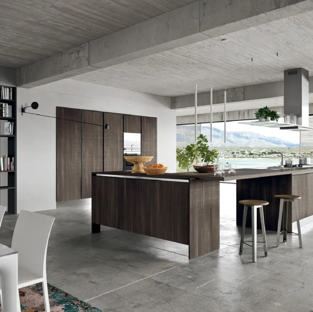 Cucina Moderna Mia in LPL Rovere con isola angolare di Aran