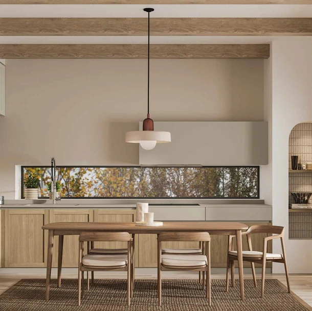 Cucina Moderna angolare Queen Scandinavian in legno e pet di Arrex