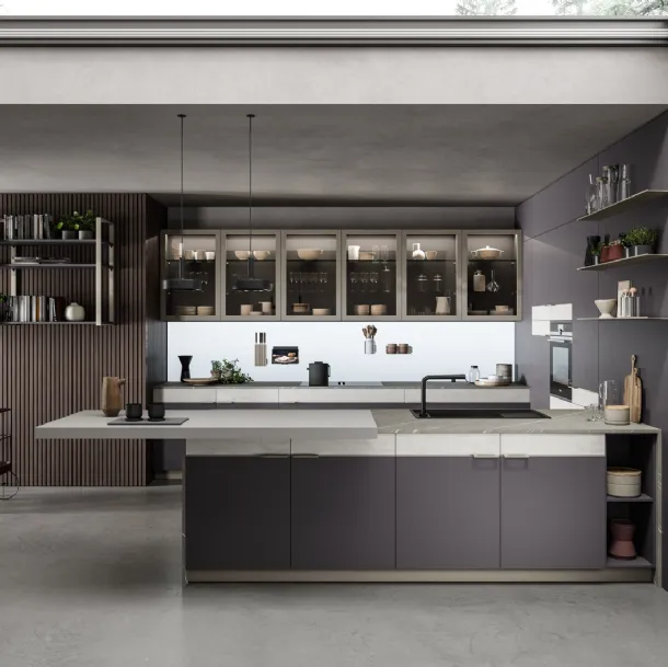 Cucina Moderna con isola in laminato Scacco Matto di Aran