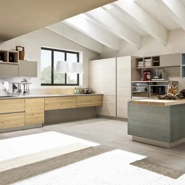 Cucina Zenzero Rovere Canapa e Petrolio di Arrex