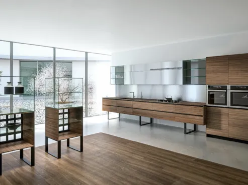 Cucina di design legno noce Sipario 2 di Aran