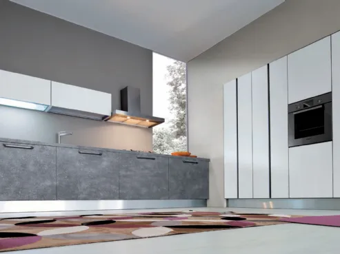Cucina moderna in laccato opaco grigio e bianco Mirò Colours 3 di Aran