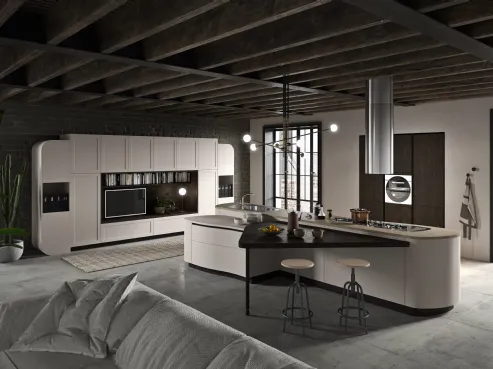 Cucina originale e accattivante con forno e frigo a muro Vita Bella 04 di Aran