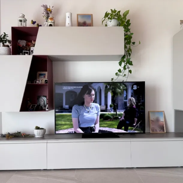 Parete attrezzata tv con angolo libreria